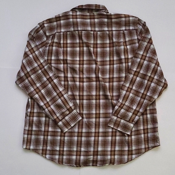 3/$20 George Brown Plaid Button-Up Dress Shirt - Picture 2 of 7